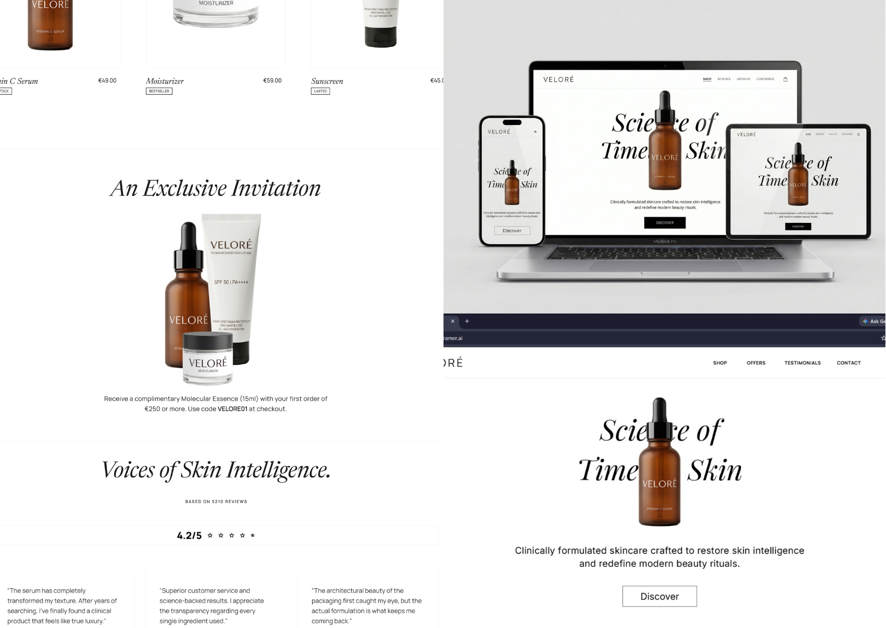 Veloré Skin Care Web Design